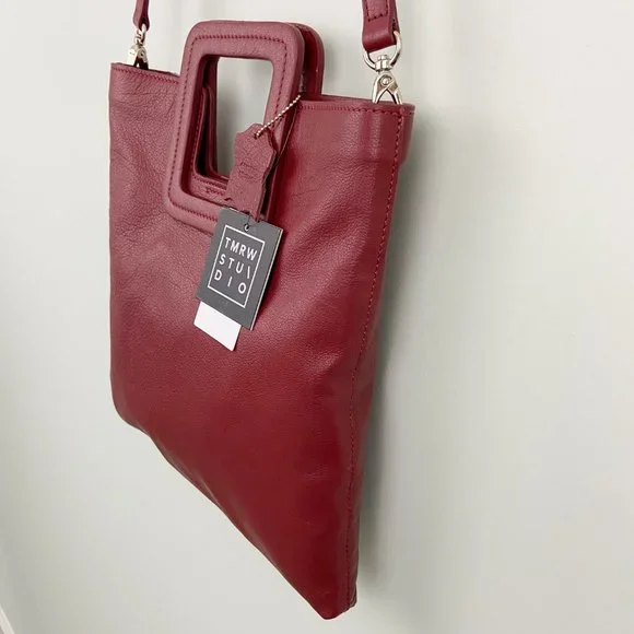 🌺SOLD🌺 TMRW Studio x Anthro | Mahogany Foldover Leather Clutch Crossbody Bag - Picture 7 of 9